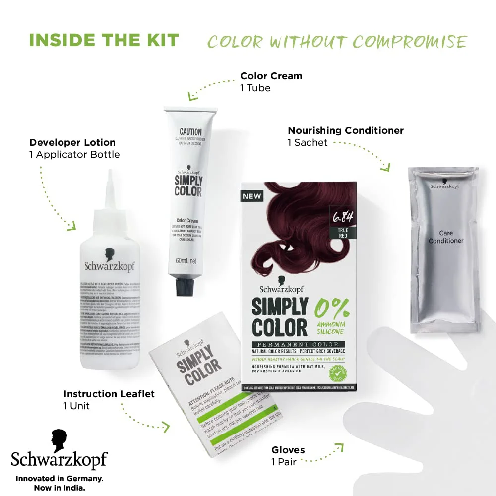 Schwarzkopf Simply Color Permanent Hair Colour 6.84 True Red - image 4