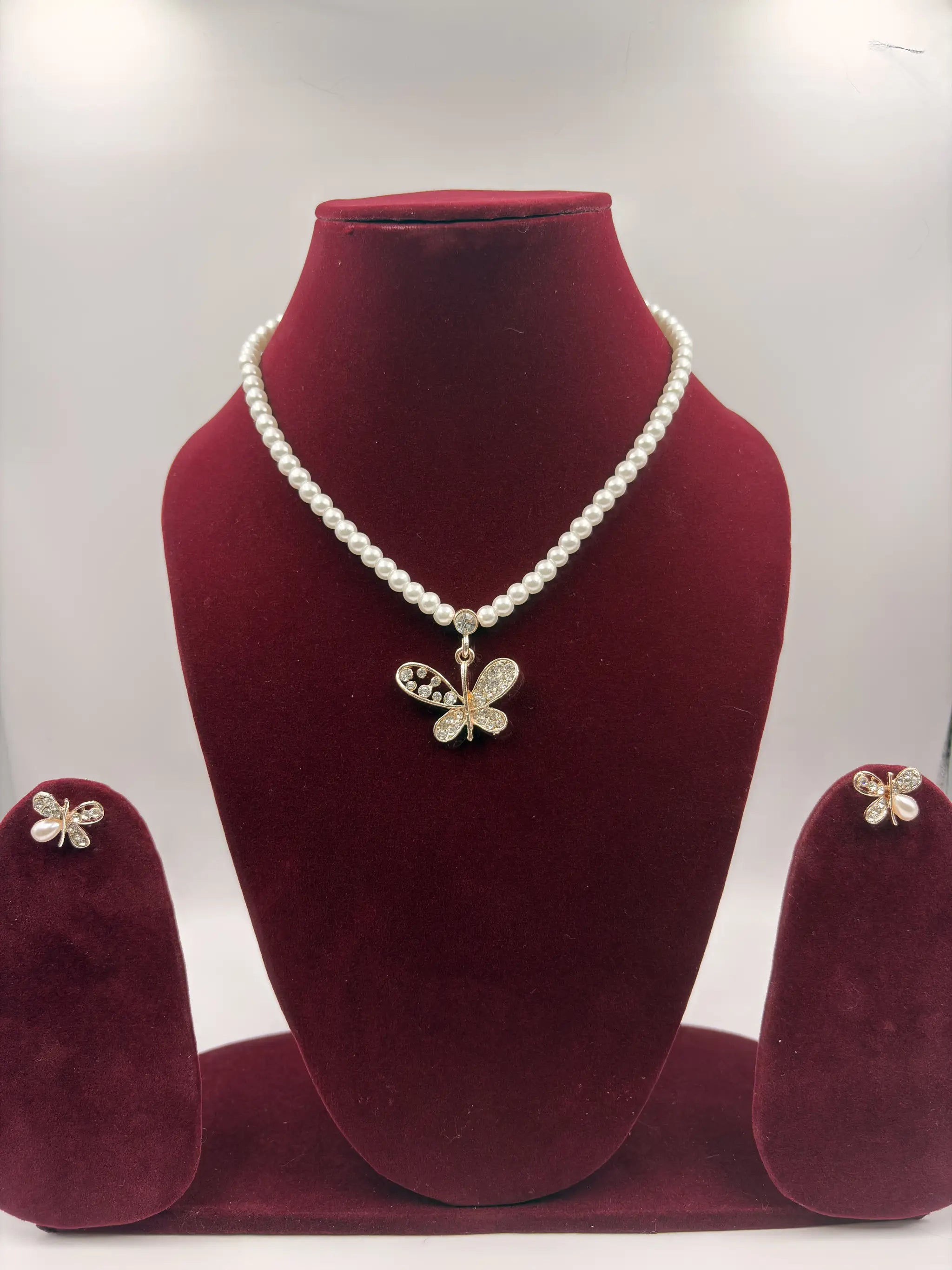 Butterfly Pearl Necklace Set – Artificial Jewellery for Women