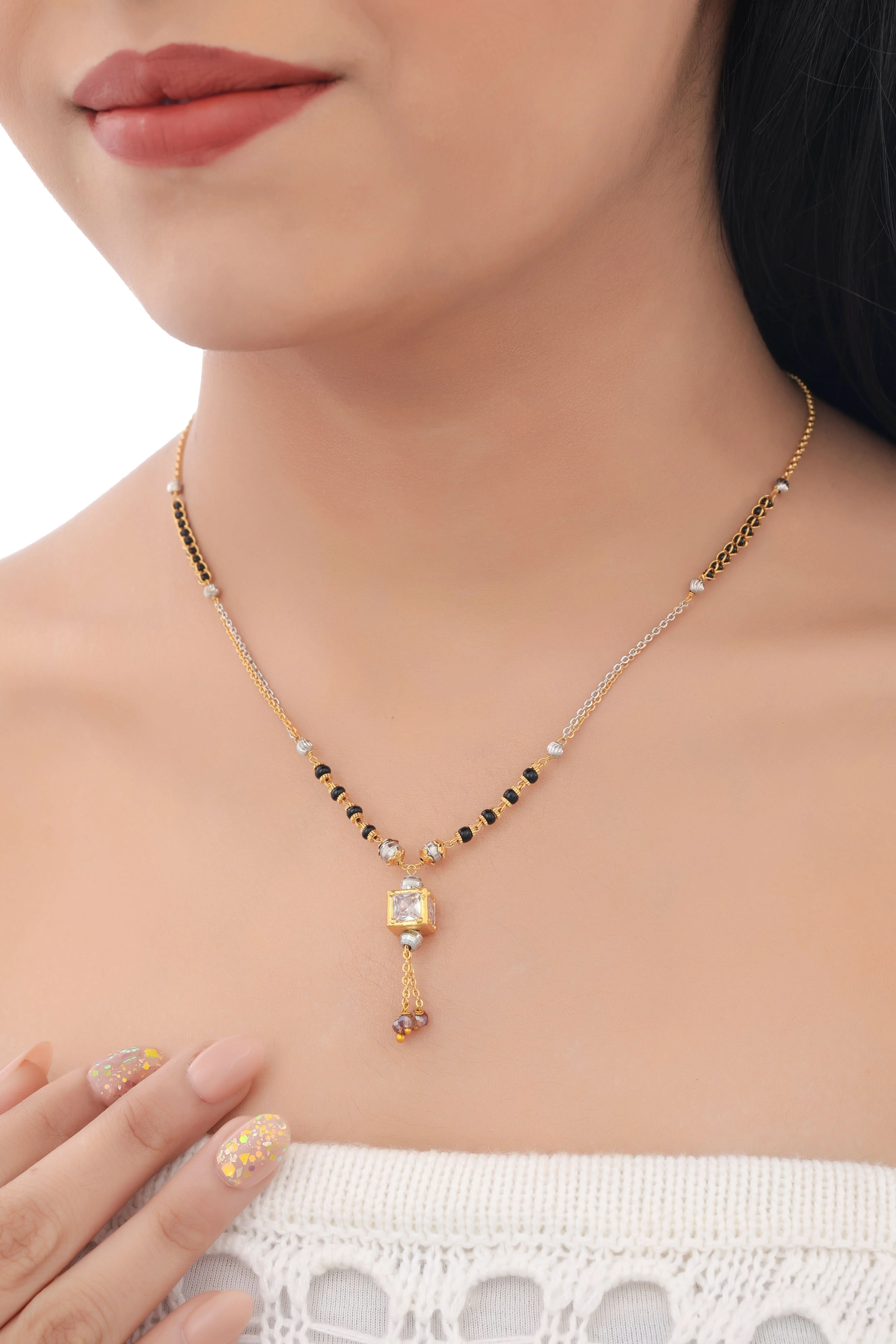 Buy 1 Get 1 Free - American Diamond High Gold Plated Fancy Delicate Mangalsutra