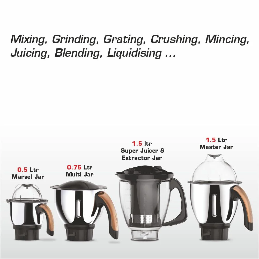 Vidiem 649 A Metallica Bronze|Mixer Grinder 1000 Watt with 3 Jars & 1 Juicer |4 Leakproof Jars withself-Lock for Wet & Dry Spices, Chutneys|5 Years Warranty - image 5