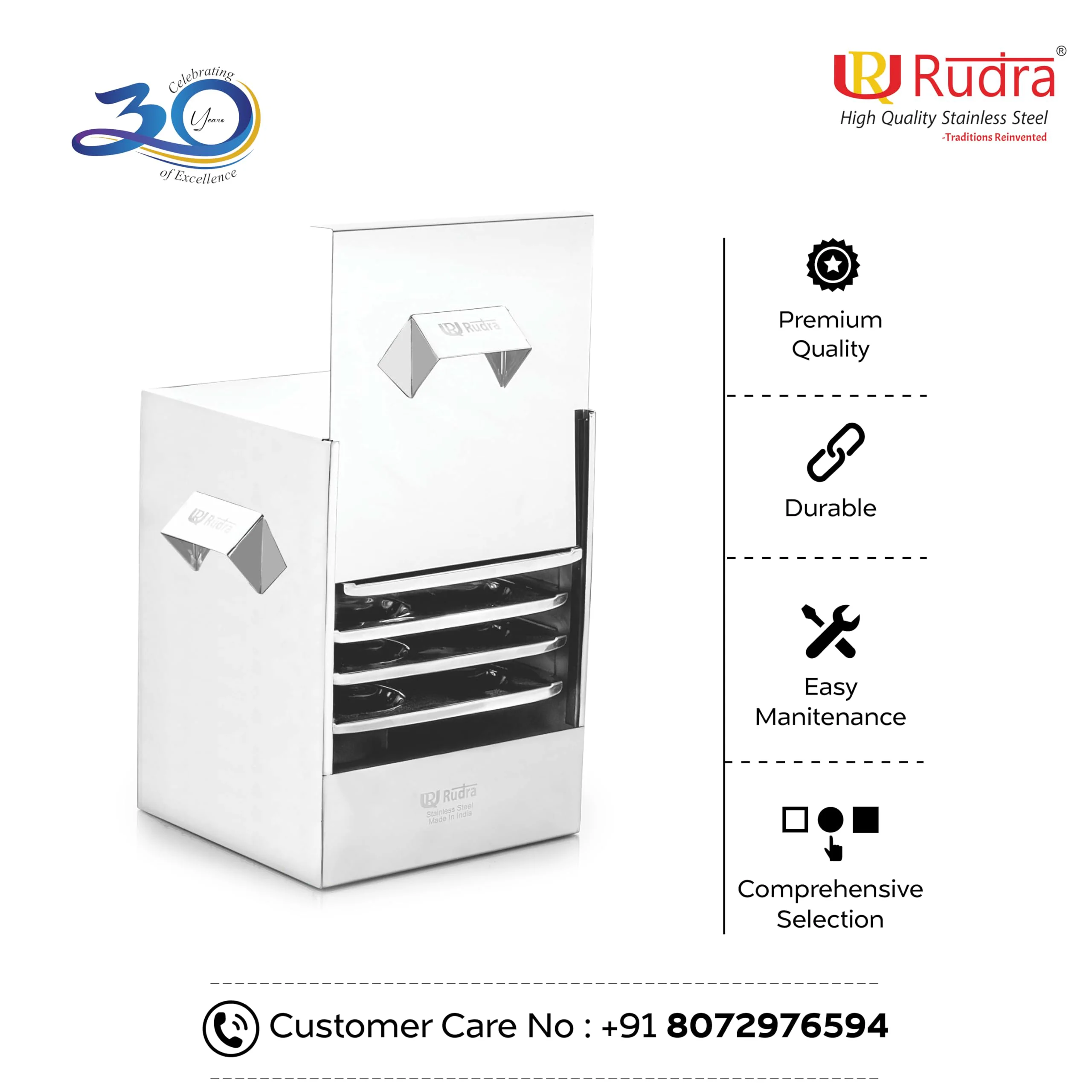 Rudra Stainless Steel Square idly cooker/maker - 6 plates for HOME/Hotel USE, Idli Steamer Set, Gas stove and Induction Stove Compatible Cookware| Made in India - image 3