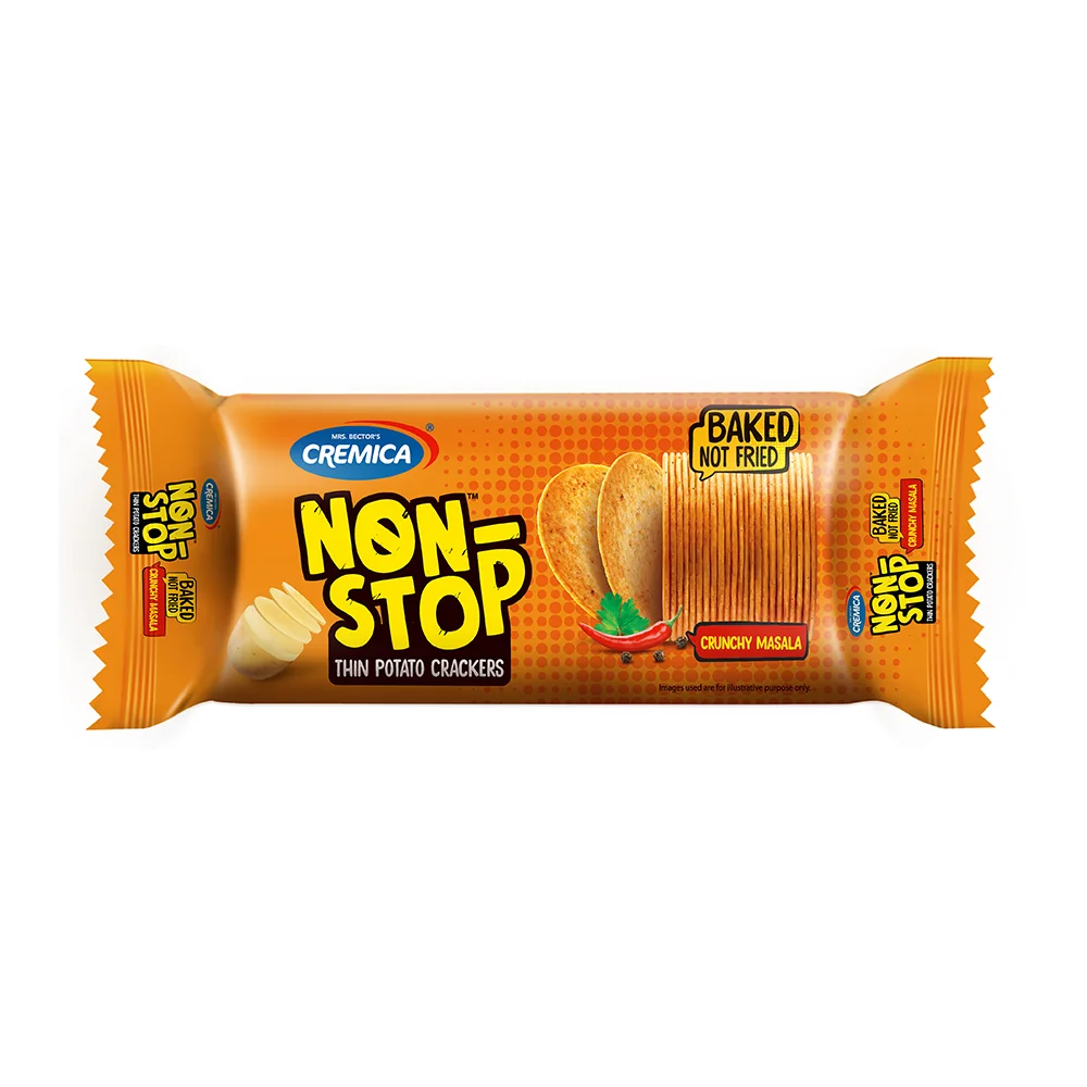 10x Cremica Non Stop Thin Potato Crackers Crunchy Masala, 75g each, Pack Of 10