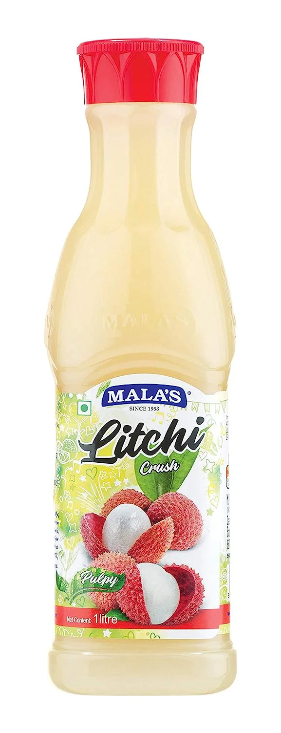 10x Mala's Litchi Crush Fruit Drink - Pack of 10 - 1 Litre each