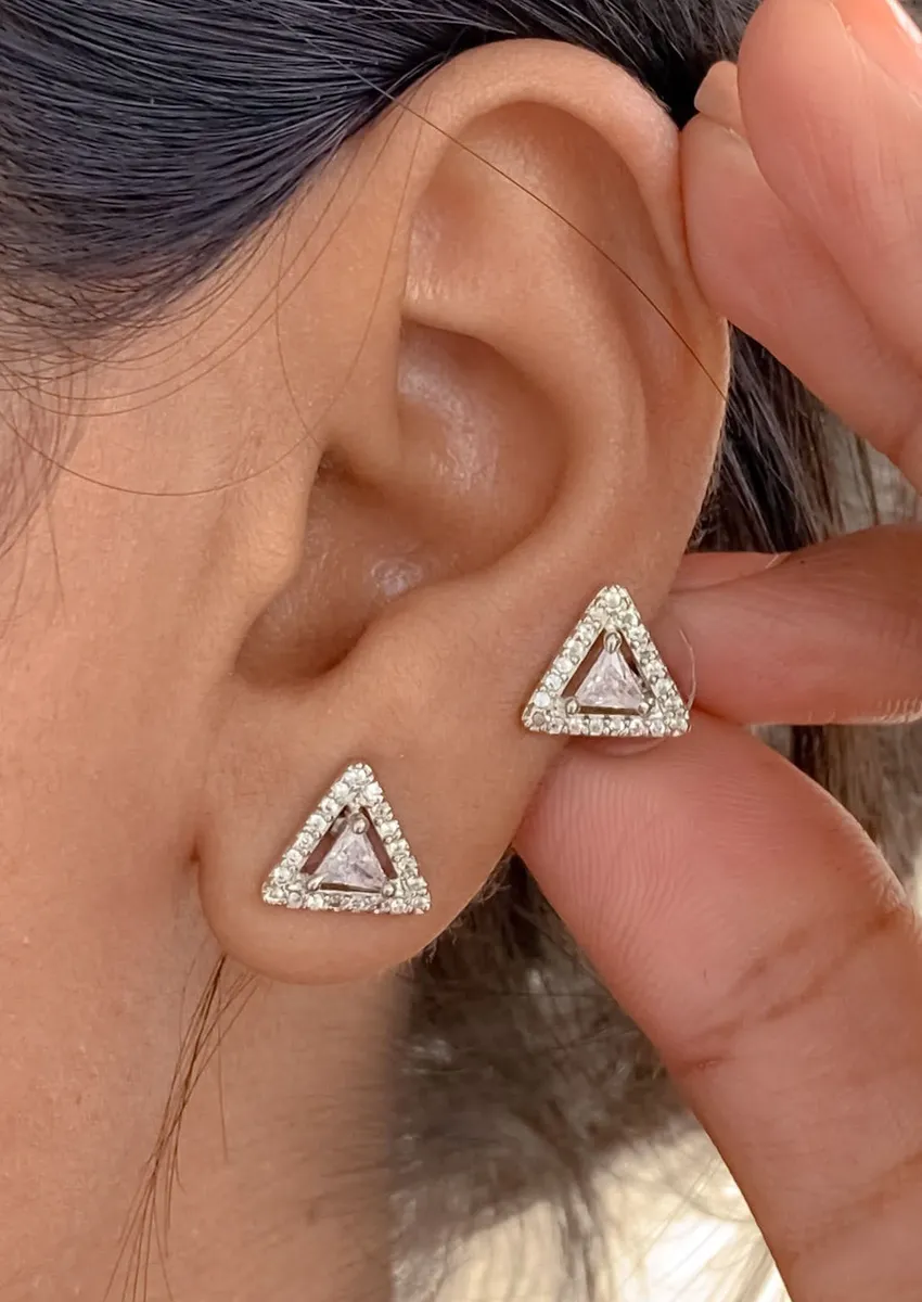 Buy 1 Get 1 Free -American Diamond Silver Fancy Earrings