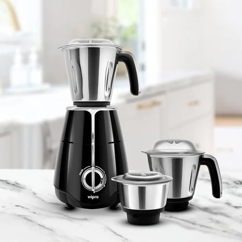 Wipro Elato FMG204 1000 Watt Mixer Grinder with 3 Jars(Wet Grinding Jar (1.5 L) + Dry Grinding Jar (1.2 L) + Chutney Jar (0.5 L)), 100% Copper Motor, 5 Years Motor Warranty, Doorstep Service,Black - image 5