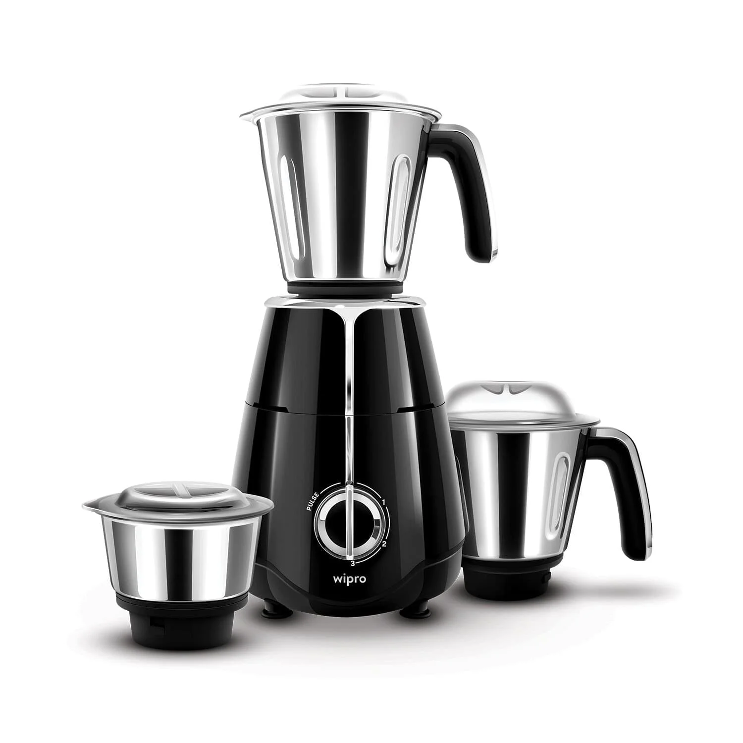 Wipro Elato FMG204 1000 Watt Mixer Grinder with 3 Jars(Wet Grinding Jar (1.5 L) + Dry Grinding Jar (1.2 L) + Chutney Jar (0.5 L)), 100% Copper Motor, 5 Years Motor Warranty, Doorstep Service,Black - image 1