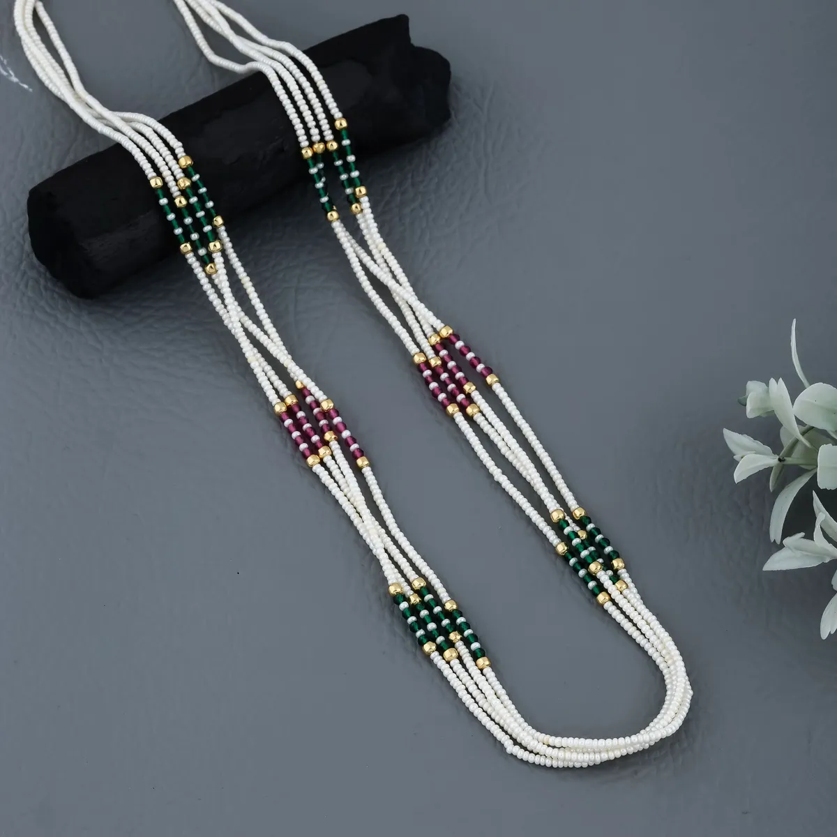 Multi Colour Fancy 4 Line Mala Length 18 Inch