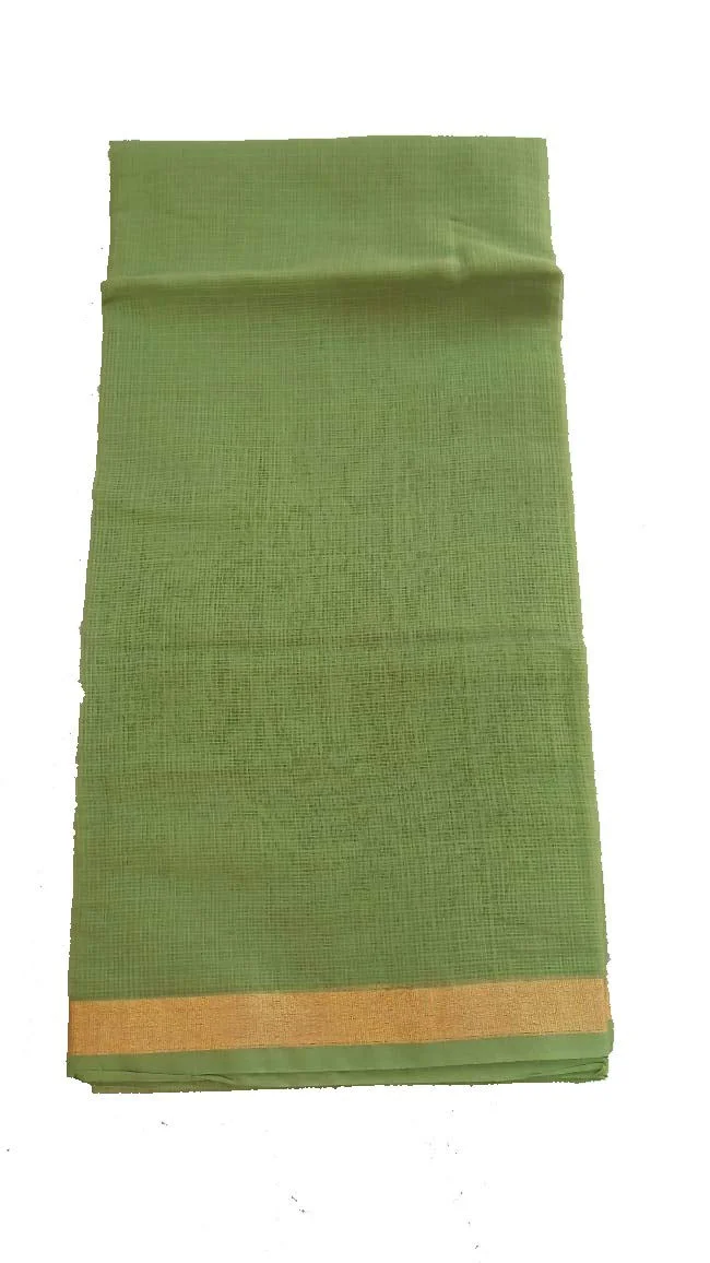 Anny Designer women's kota doria plain cotton saree/girl's sari with blouse piece (free size)(Apple Green)