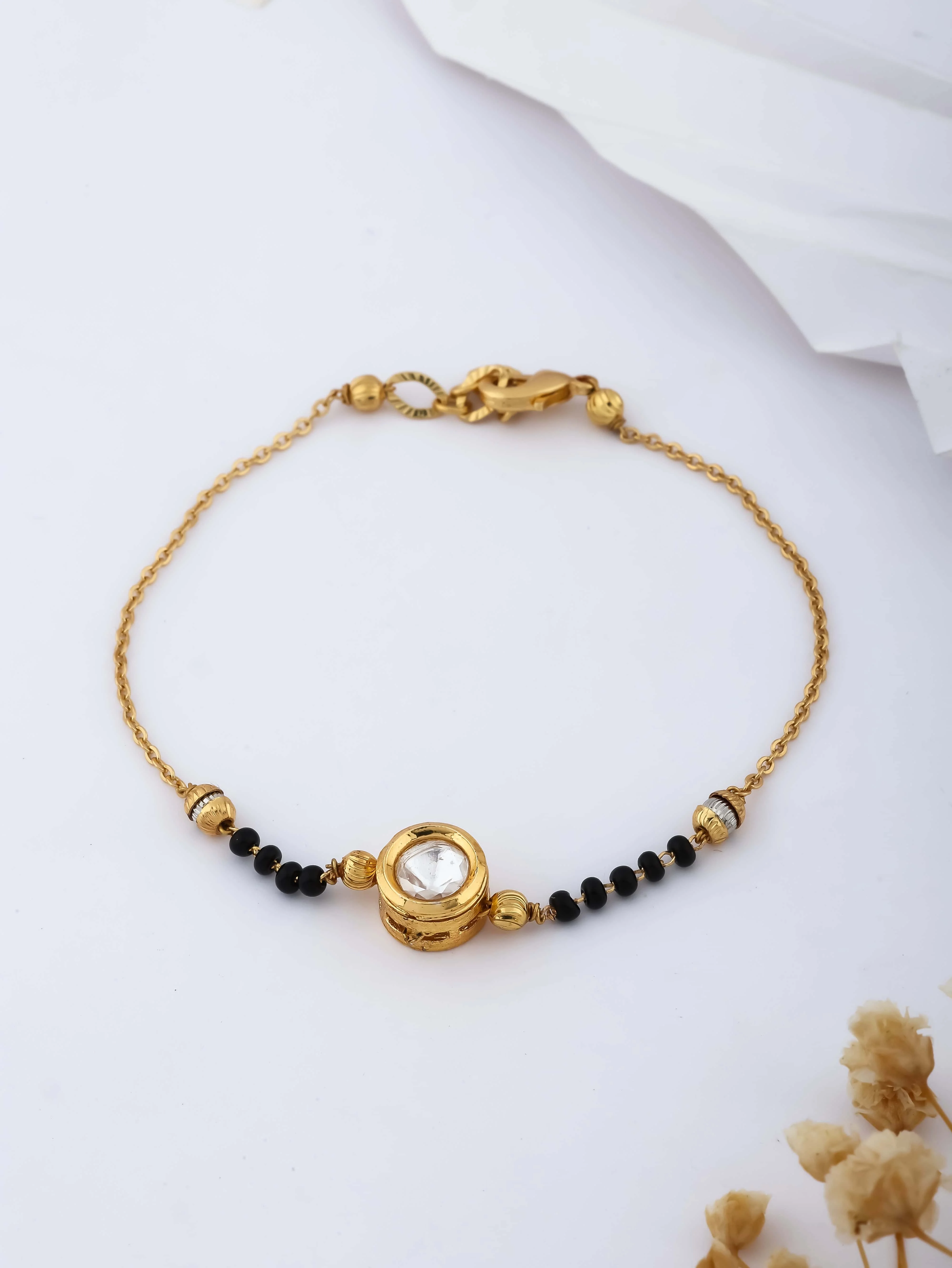 American Diamond  High Gold Round Shape Facy Hand Mangalsutra