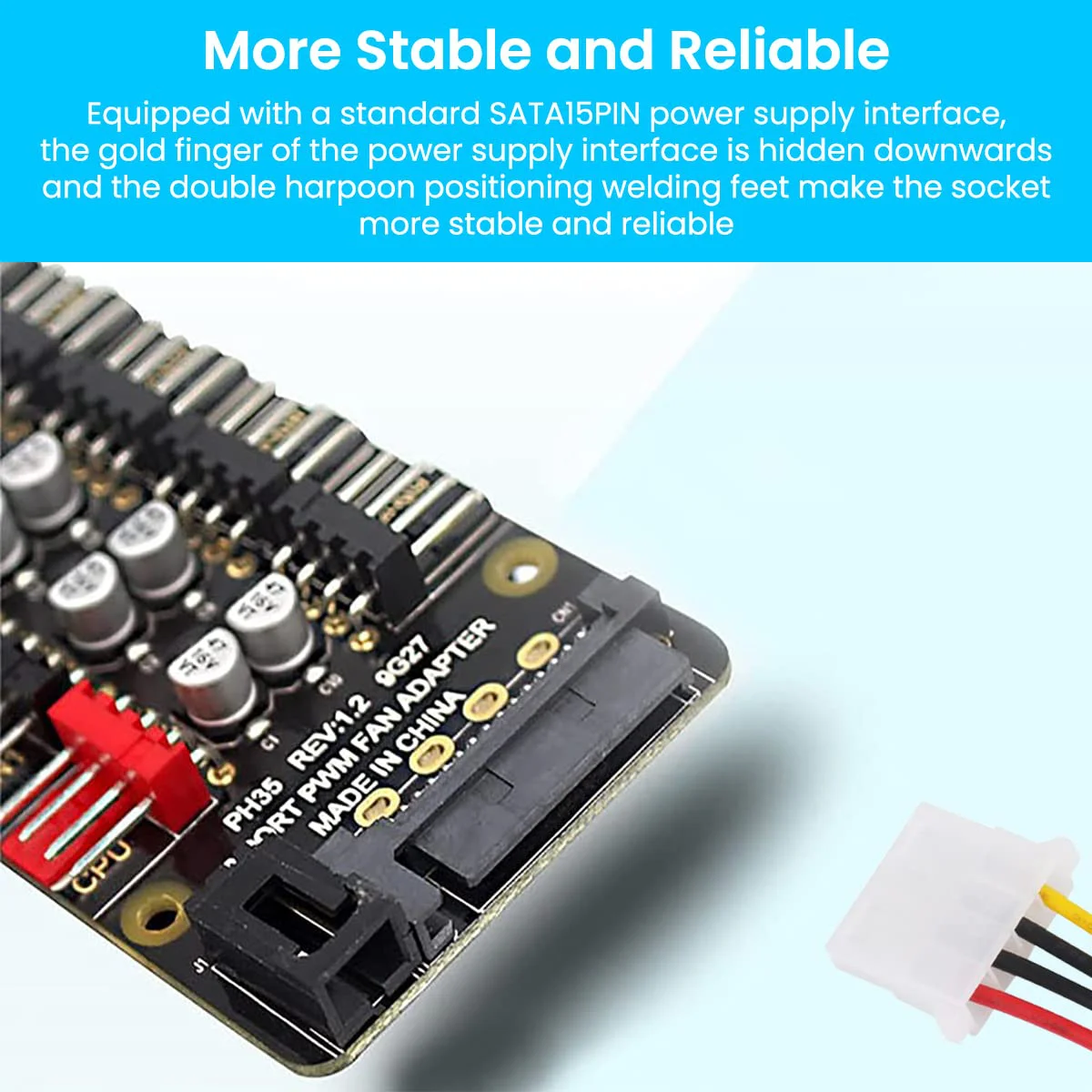 Verilux® PC PWM Fan Hub CPU Cooling HUB 10 Port 12V 4 Pin Fan PWM Hub Molex Controller Fan Hub Splitter, 4-Pin PWM Fan Power Supply Extension Cable for ATX Computer Case 4-Pin and 3-Pin Cooling Fans - image 5