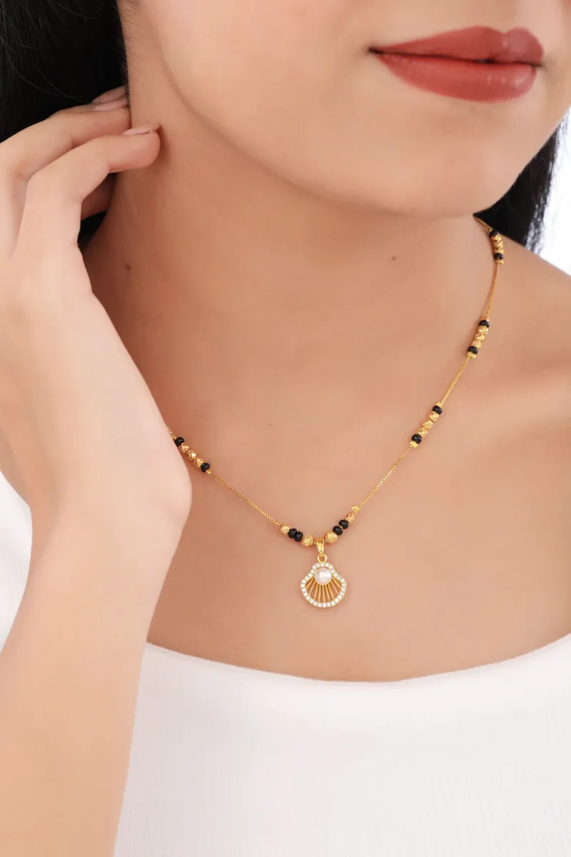 Buy 1 Get 1 Free - Pearl Aura Fan Pendant Mangalsutra