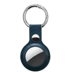 Oboe Leather Case Protective Cover with Keychain Ring Anti-Lost Holder Compatible with Apple AirTag (Blue)