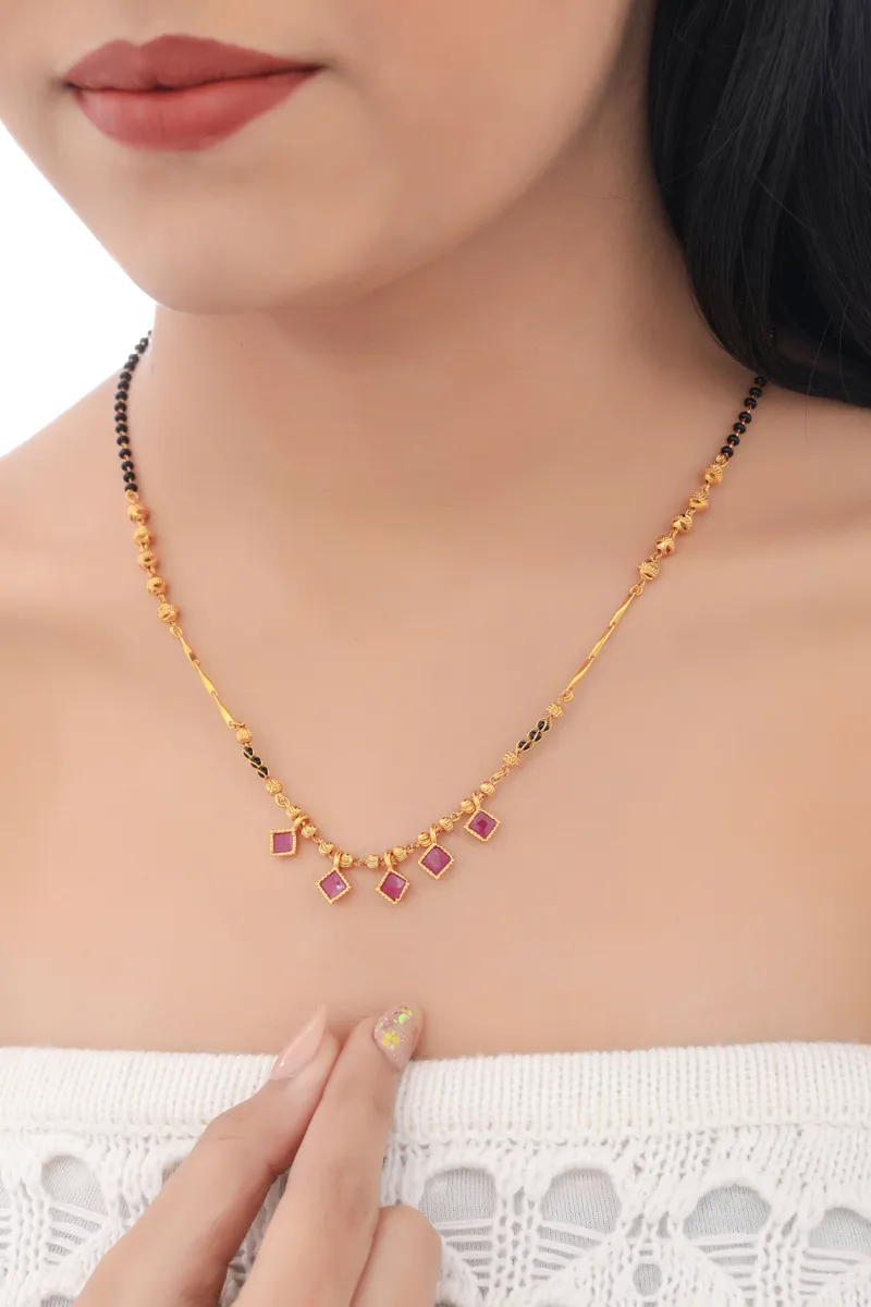 Buy 1 Get 1 Free - Ruby Square Drop Designer Mangalsutra