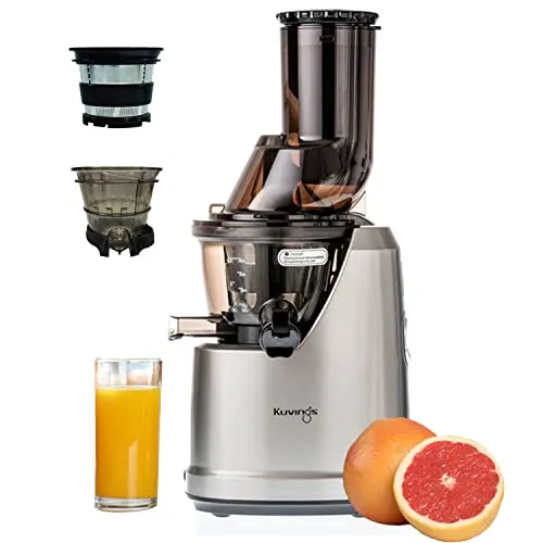 kuvings B1700 Dark Silver Professional Cold Press Whole Slow Juicer With Smoothie & Sorbet Attachments Included 12 Years Warranty All-In-1 Fruit & Vegetable Juicer, 240 Watts