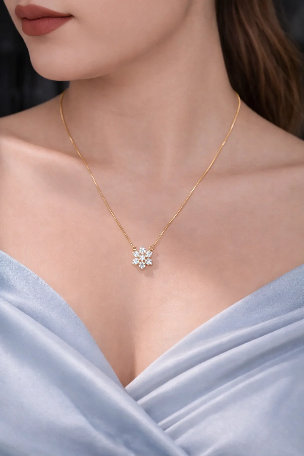 Fancy High Gold Plated Flower Shape Chain Pendant