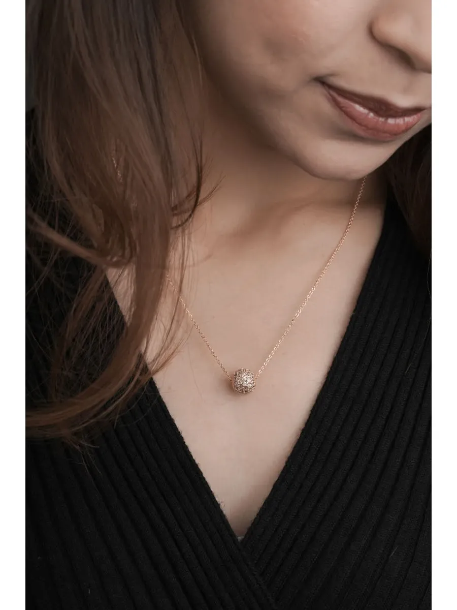 American DIamond Rose Gold Delicate Fancy Chain Pendant
