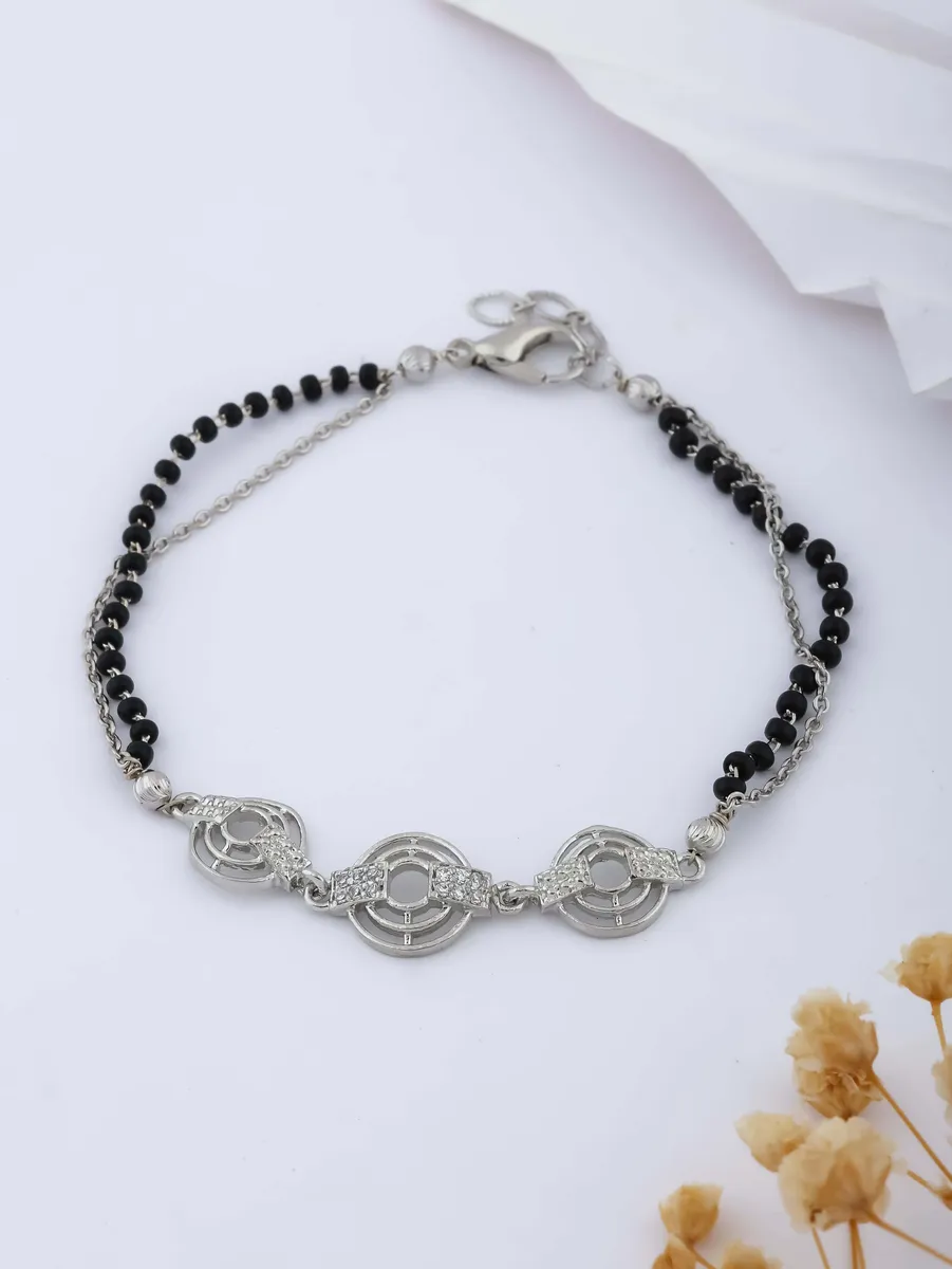 American Diamond High Silver Plated Fancy Hand Mangalsutra