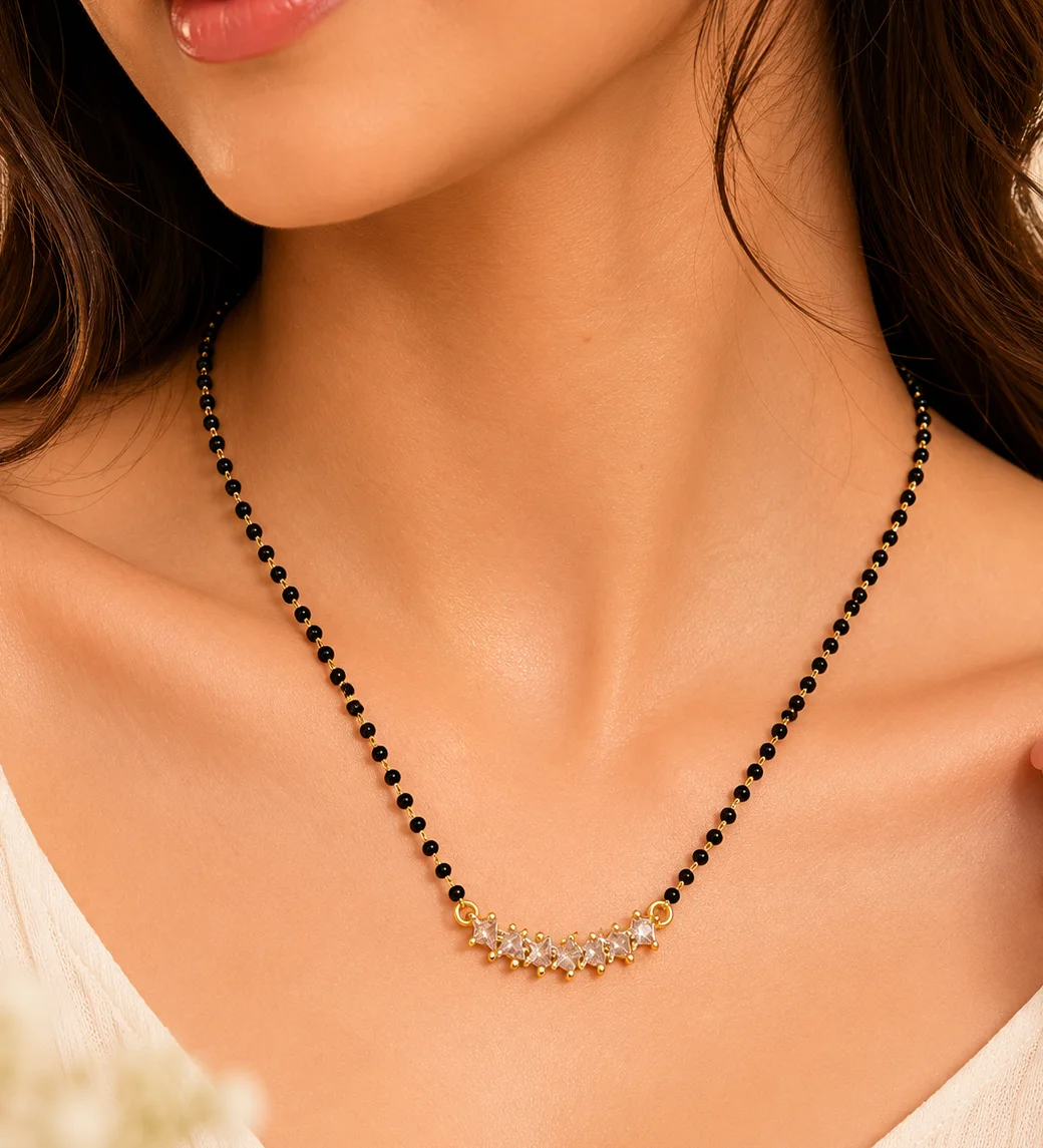 Buy 1 Get 1 Free - Crystal Curve Mangalsutra Necklace