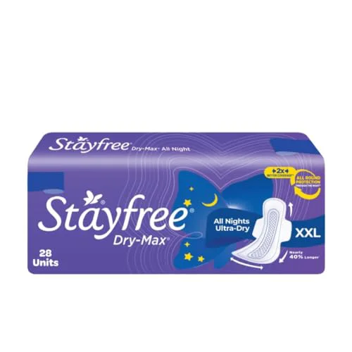 Stayfree Dry Max All Night XXL (28 pads) Dry Cover Sanitary Pads For Women With Wings - image 2