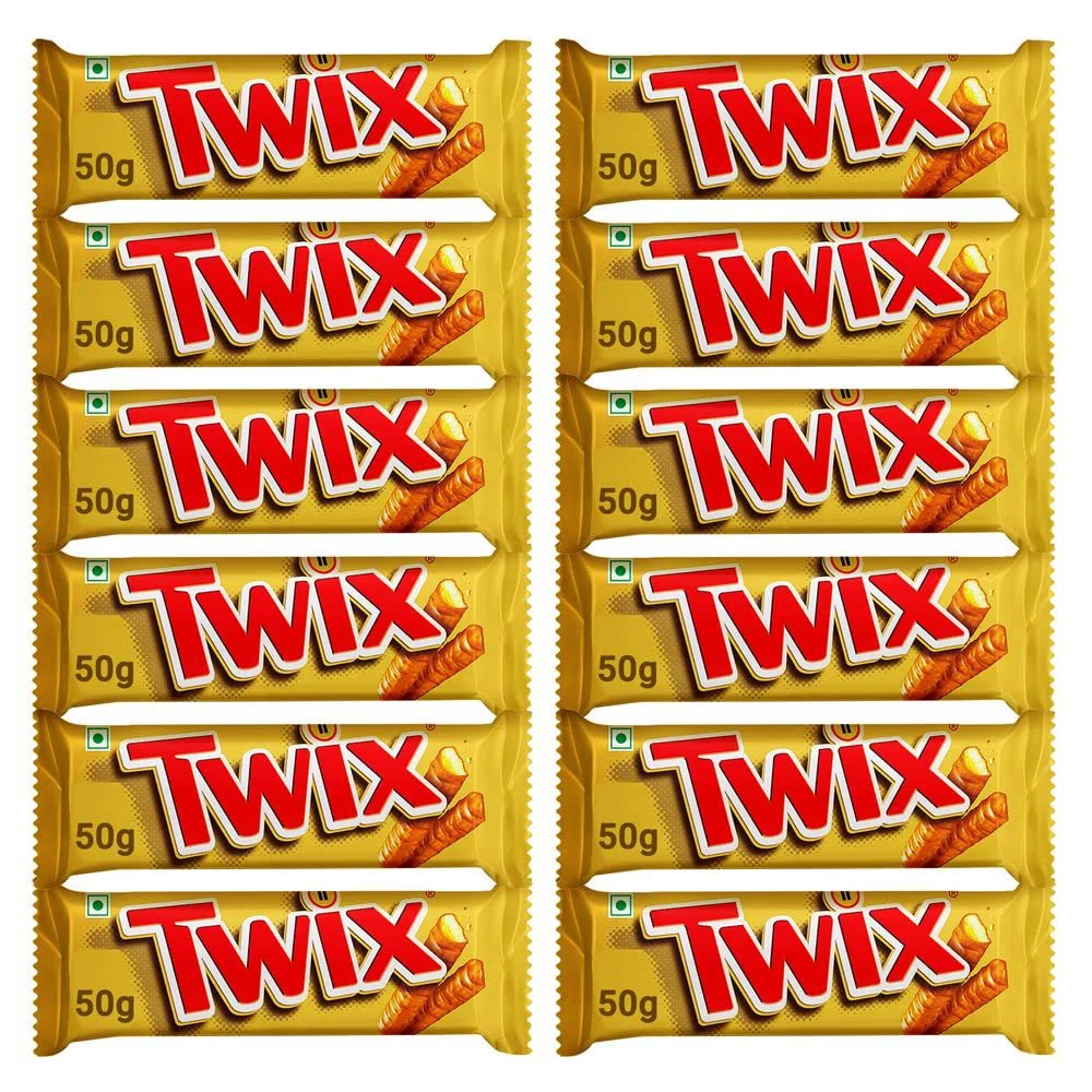 12x Twix Caramel Cookie Chocolate Bar, Pack of 12 - 50g each