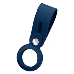 FOSO(™) Silicone Loop Case for Apple Airtag - Key Finder Secure Holder with Buckle Protector Skin Cover with Long Strap for Apple Bluetooth Item Tracker Soft Keychain Locator Luggage Tag (Navy Blue)