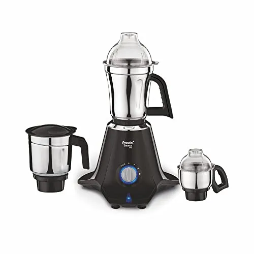 Preethi Taurus Pro MG-256 Mixer Grinder, Black, 3 Jars,Powerful 1000 Watt motor for perfect grinding in 90 sec, Shock proof ABS Plastic Body, 5 Yr Motor Warranty & Lifelong Free Service