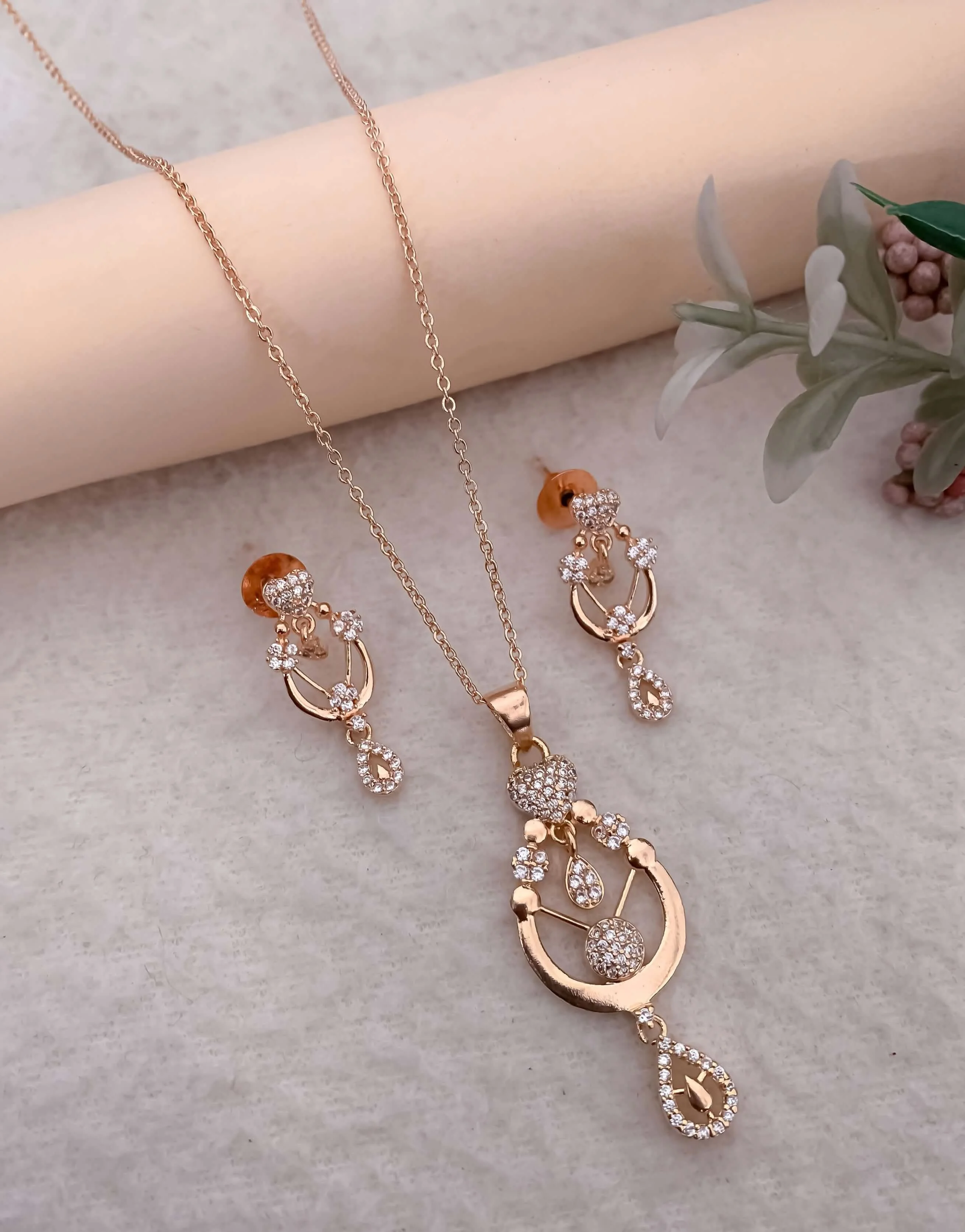 Celeste Drop CZ Pendant Set