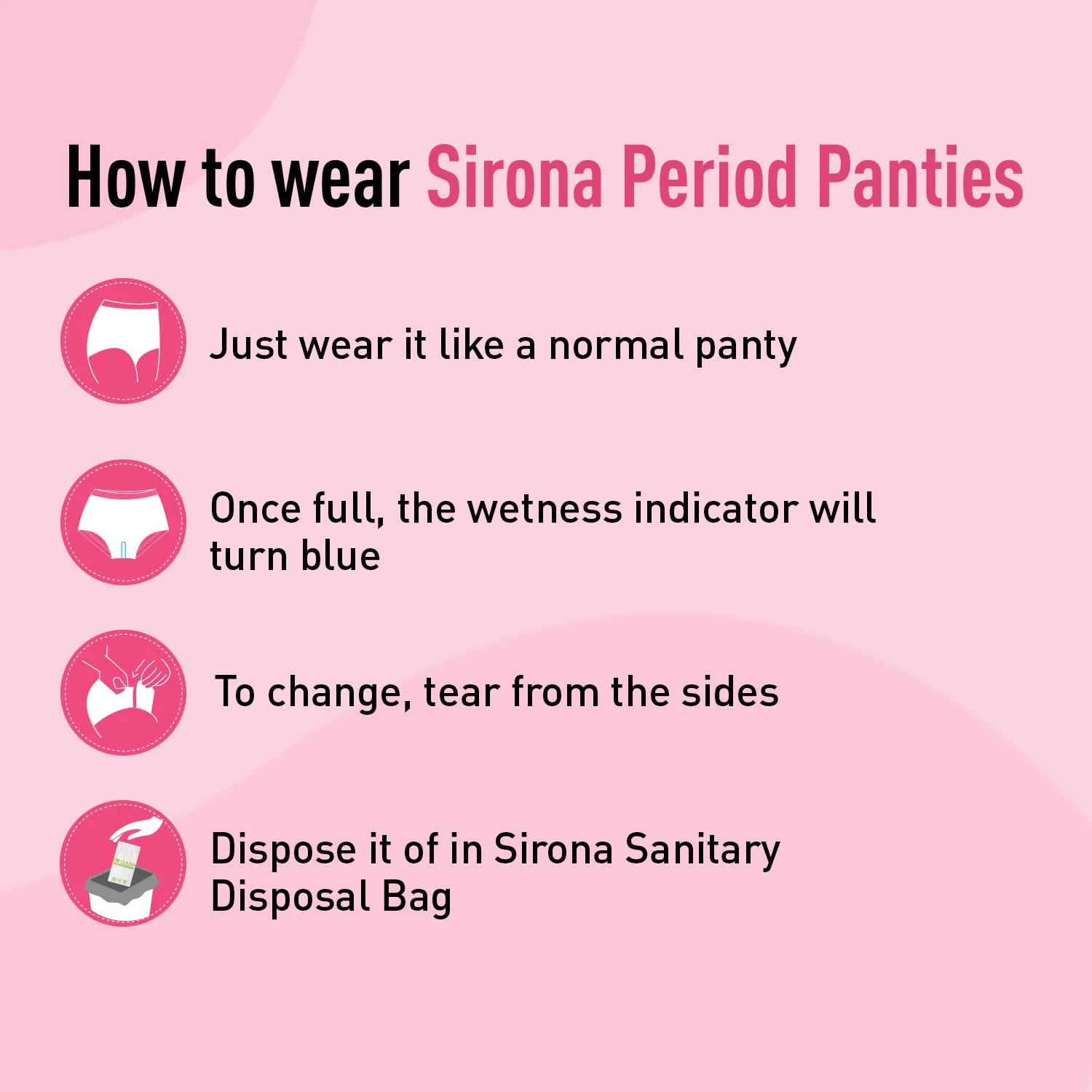 Sirona Disposable Period Panties for Women | S – M | 360° Sanitary Protection for Regular Flow | No Leakage, No Rashes, No Discomfort | Maternity Panties with High Absorbency | Pack of 5 - image 3