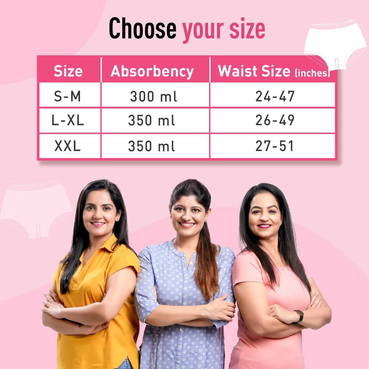 Sirona Disposable Period Panties for Women | S – M | 360° Sanitary Protection for Regular Flow | No Leakage, No Rashes, No Discomfort | Maternity Panties with High Absorbency | Pack of 5 - image 4
