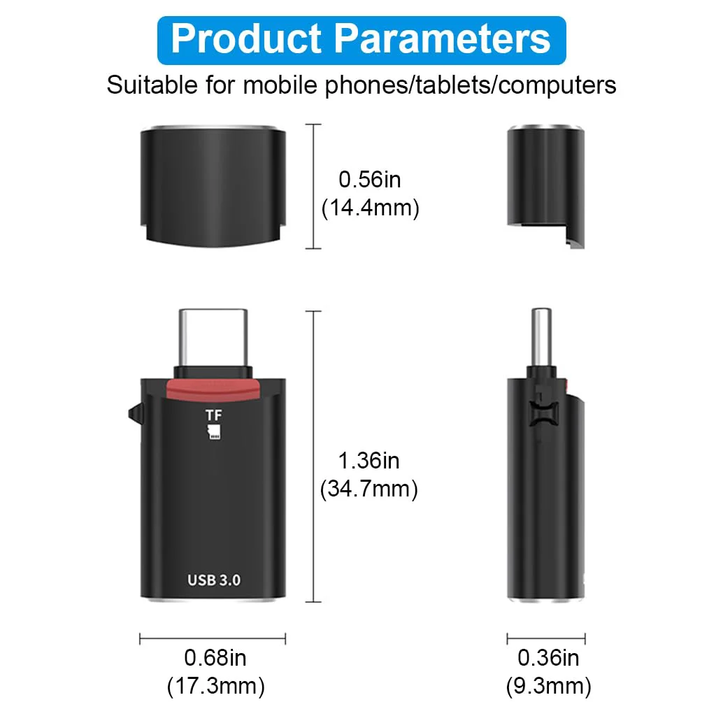 Verilux® OTG Type C to USB Card Reader 2 in 1 TF SD Card Reader Type C to USB 3.0 Adapter for iPhone 15 Memory Card Adapter High Speed USB 3.0 Adapter for iPhone 15, Samsung, Xiaomi, Huawei P40 - image 2