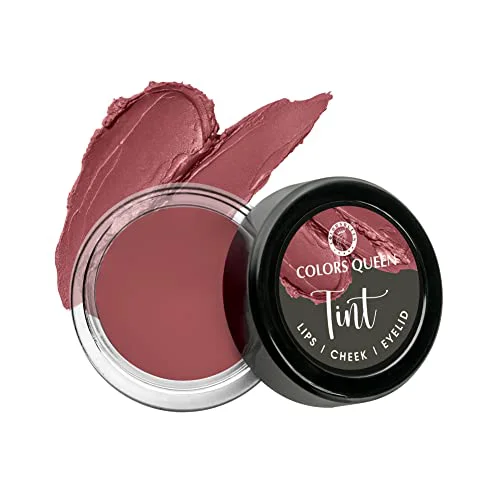 Colors Queen Tint for Cheeks and Lips - Enriched with Vitamin E and Essential Oils | Matte Lip and Cheek Tint for Lips, Cheeks and Eyelids| Vegan and Cruelty Free Lip Tint for Women (01 - Crave For It)