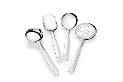 Tiara - Pride 4pc Serving Spoon Set (1pc Ladle,1pc Square,1pc Round,1pc Skimmer) Kitchen Tools Heavy Guage Rice Spoon - image 2