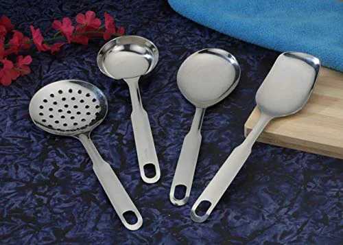 Tiara - Pride 4pc Serving Spoon Set (1pc Ladle,1pc Square,1pc Round,1pc Skimmer) Kitchen Tools Heavy Guage Rice Spoon - image 3