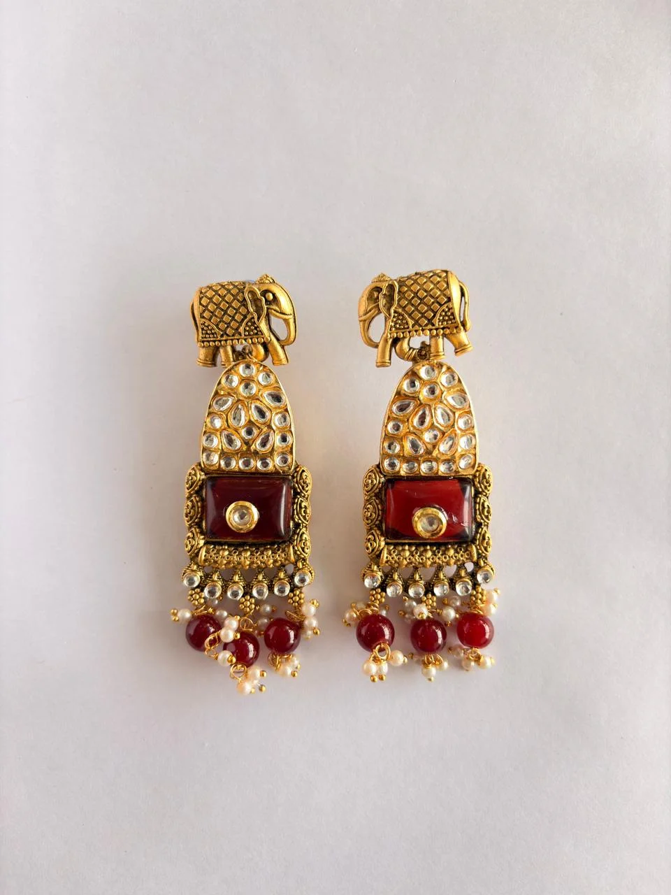Elephant Design Kundan Earrings.