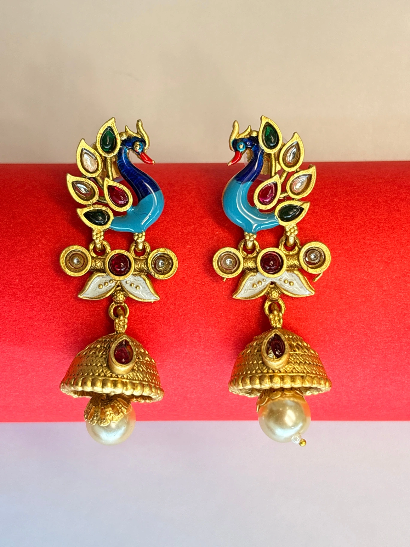 Peacock Design Jhumka Earrings