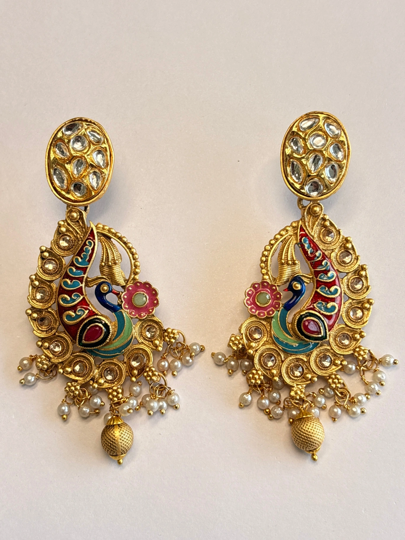 Peacock Design Kundan Earrings