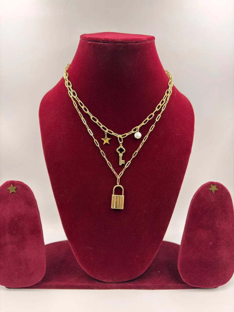 Layered Lock and Key Pendant Necklace – Fashion Jewellery for Women