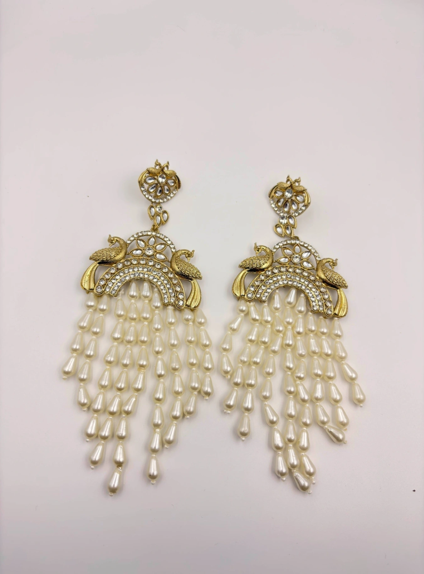 Royal Peacock Pearl Cascade Earrings – Fashion Jewellery for Women | Arveeta
