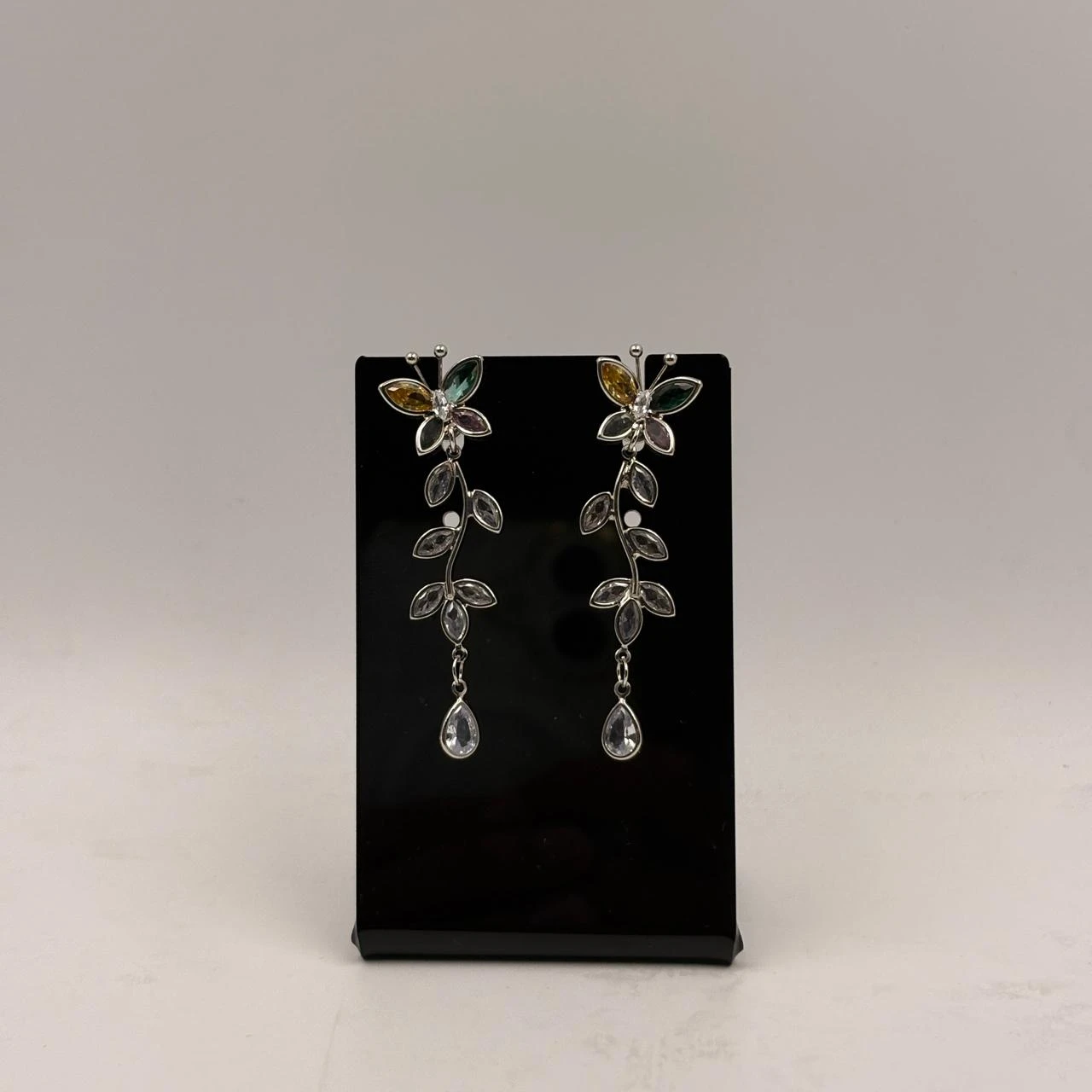 Golden Floral Crystal Drop Earrings – Artificial Jewellery for Women