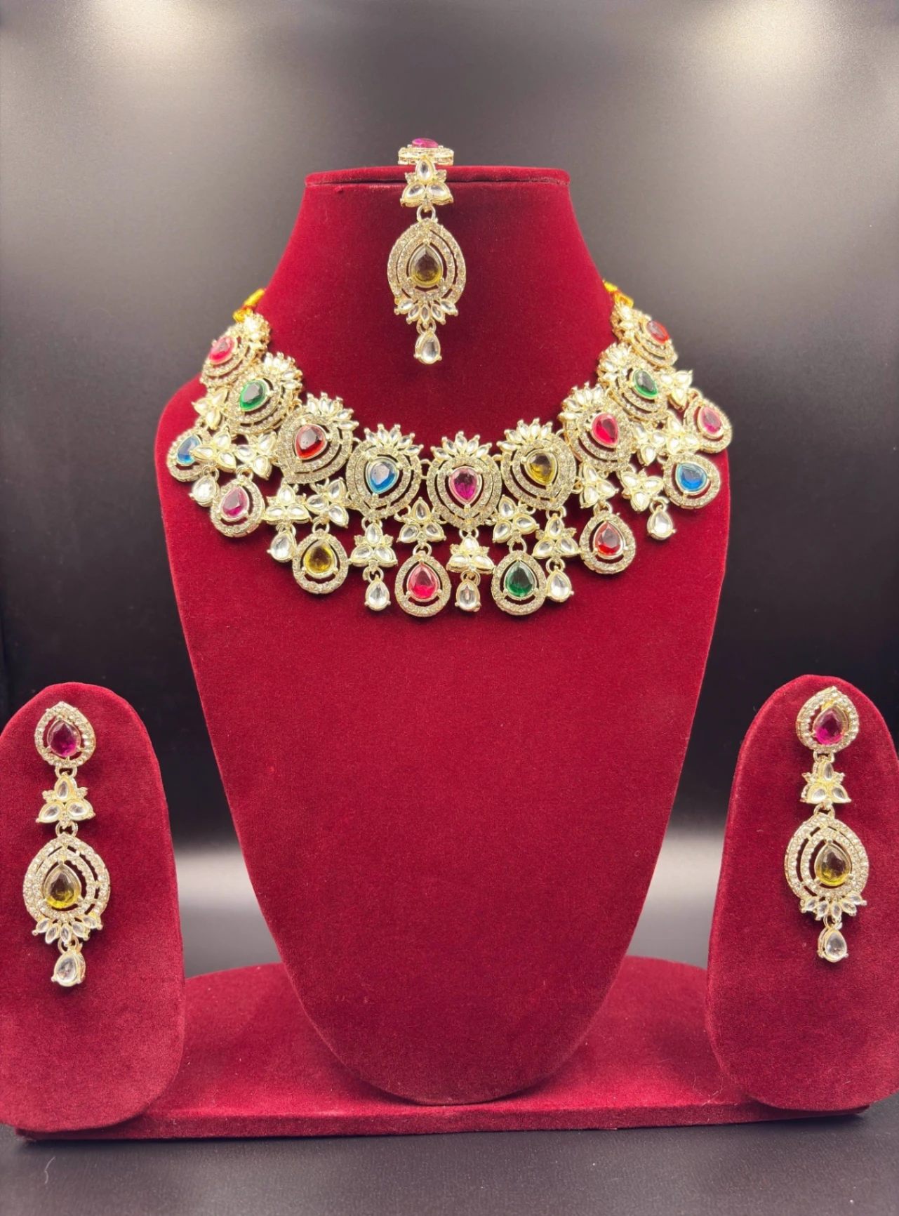Multicolor Kundan Bridal Choker Necklace Set – Fashion Jewellery for Women