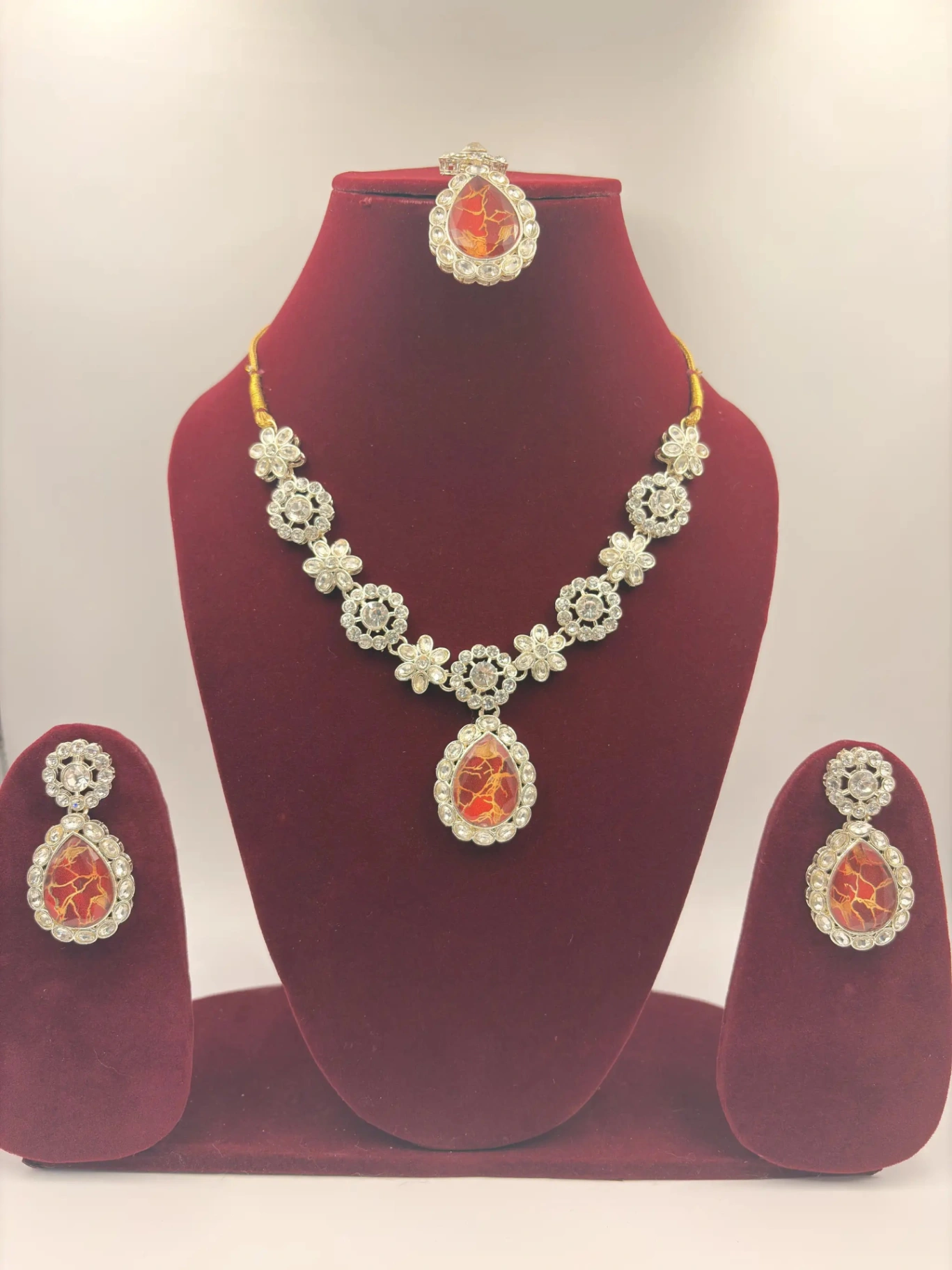 Raktima Pushp Necklace Set – 4-Piece Bridal Artificial Jewellery