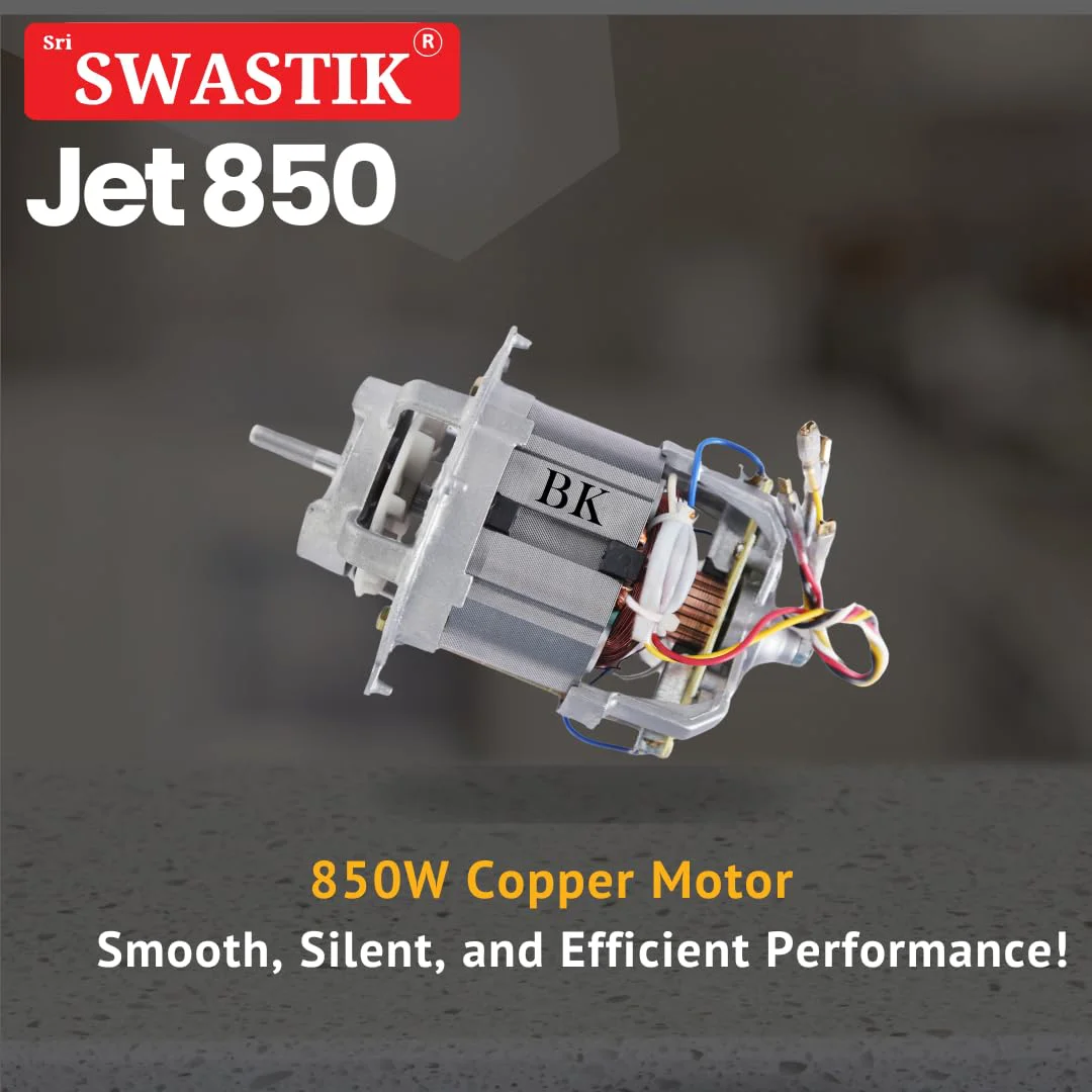 Sri Swastik Jet 850 Mixer Grinder | 850W Heavy-Duty Motor | 3 Stainless Steel Jars | Orange - image 5