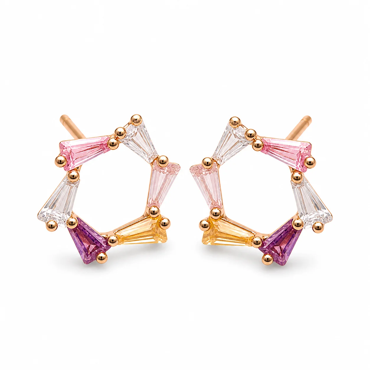 Buy 1 Get 1 Free -American Diamond  Rose Gold  Delicate Fancy Earrings