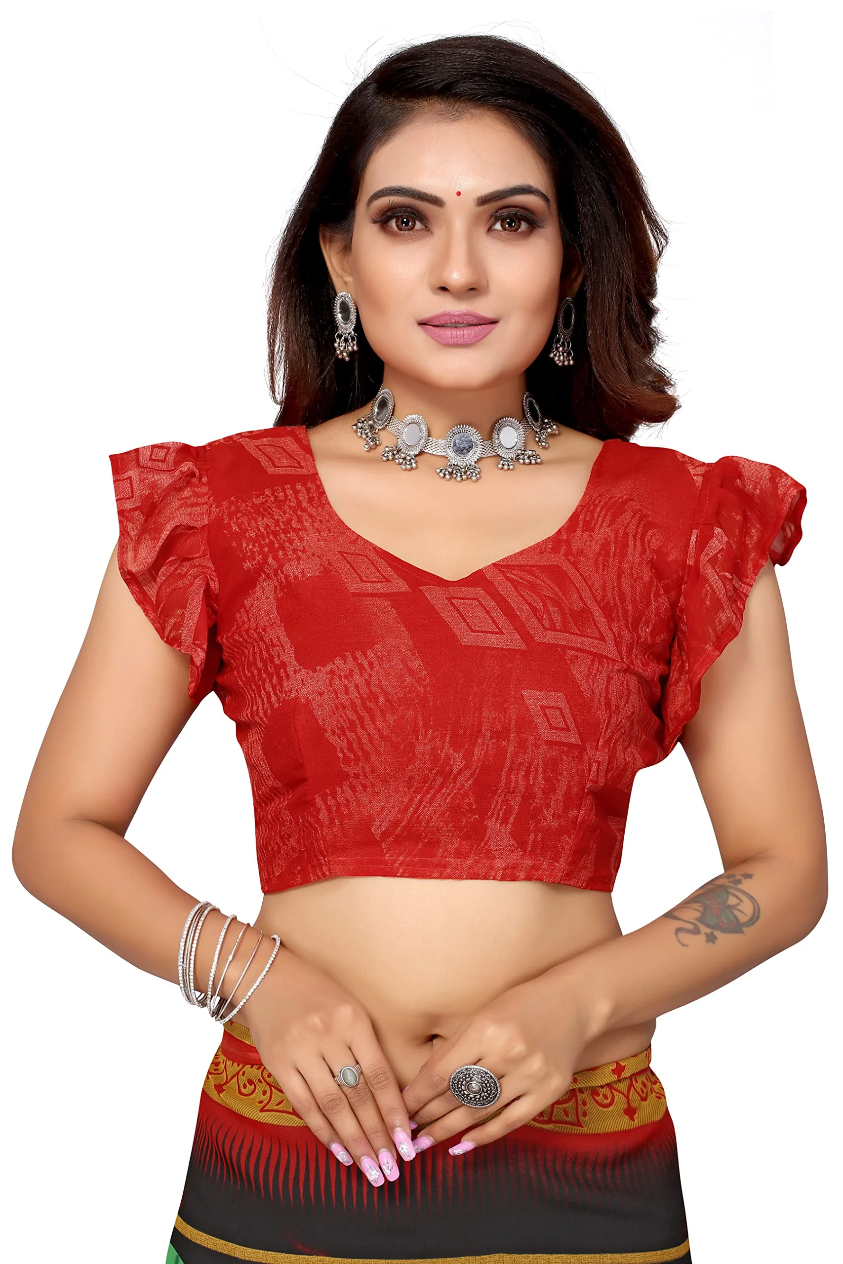 Tarshika Womens Georgette Printed Saree With Blouse Piece(SHIVANI BLACK_Free Size) - image 3