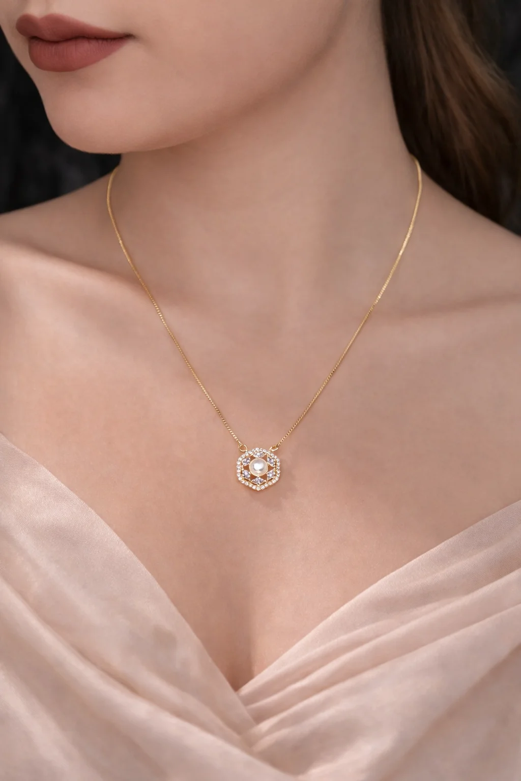 American Diamond Round Fancy High Gold Chain Pendant