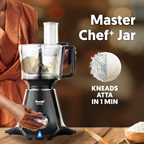 Preethi Zodiac MG-218 mixer grinder, 750 watt, Black/Light Grey, 5 jars - 3 In 1 insta fresh juicer Jar & Master chef food processor Jar, Vega W5 motor with 5yr Warranty (Indian Plug) - image 4