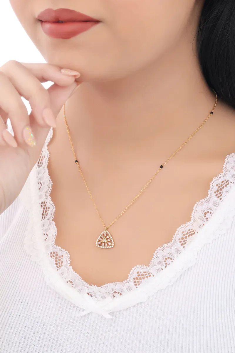 Buy 1 Get 1 Free - Crystal Triangle Charm Mangalsutra