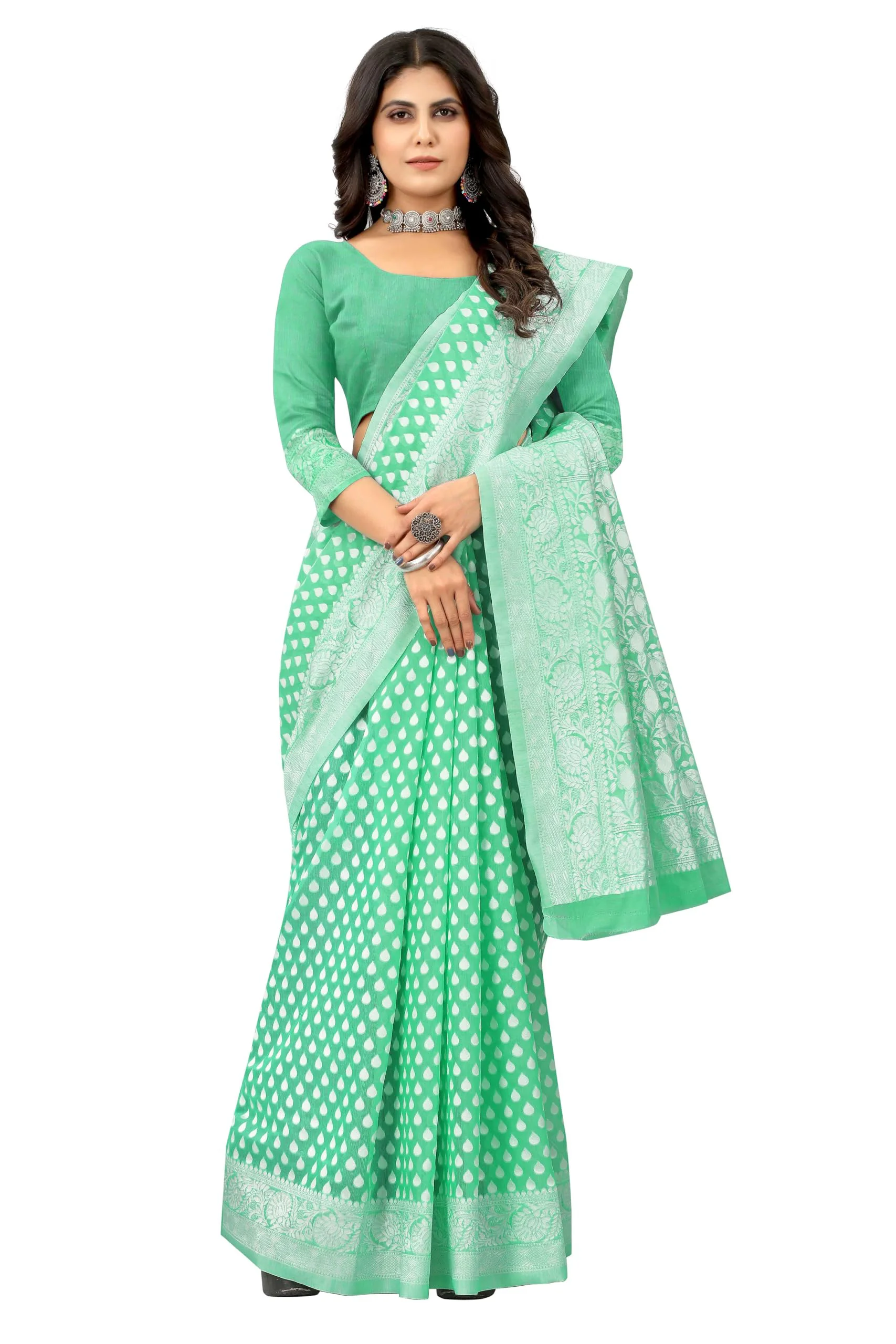 Sugathari Women's Banarasi Saree Pure Kanjivaram Silk Saree Soft new ladies 2023 Design Wear Pattu Sarees Latest Cotton Party Sari collections With Blouse Piece for Wedding sadi (SAM PARI-155 GREEN) - image 2