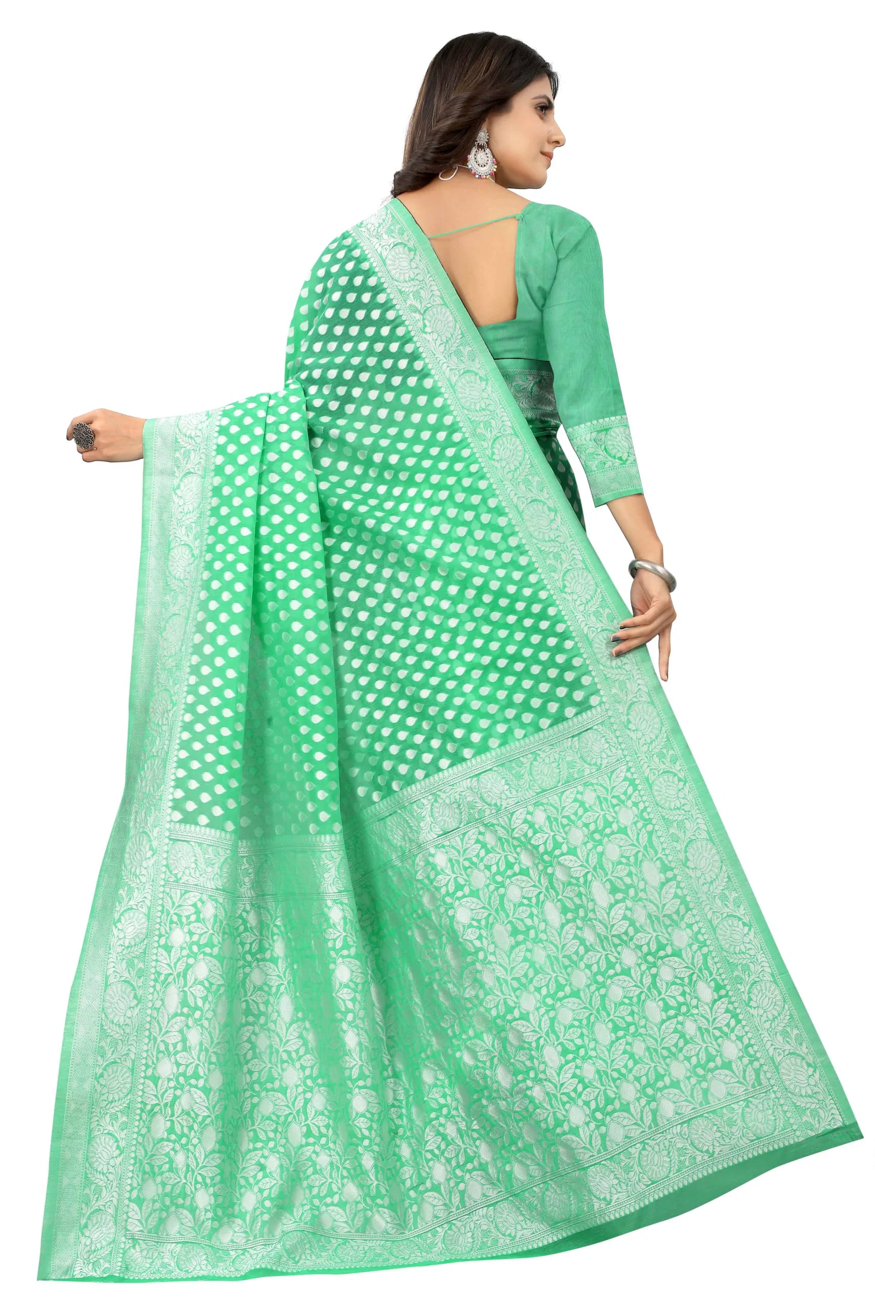 Sugathari Women's Banarasi Saree Pure Kanjivaram Silk Saree Soft new ladies 2023 Design Wear Pattu Sarees Latest Cotton Party Sari collections With Blouse Piece for Wedding sadi (SAM PARI-155 GREEN) - image 5