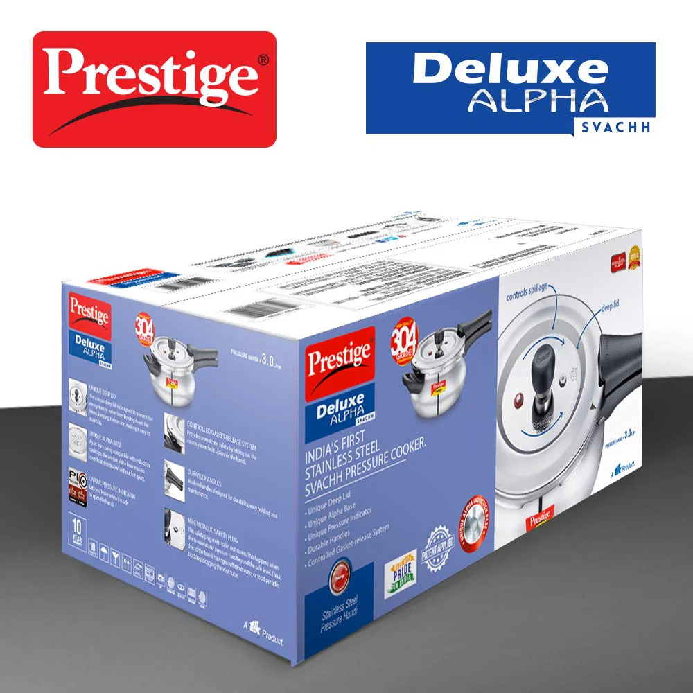 Prestige Svachh Deluxe Alpha Mini Pressure Handi,With Deep Lid For Spillage Control,3 Liter,Stainless Steel,Silver,Outer Lid - image 4